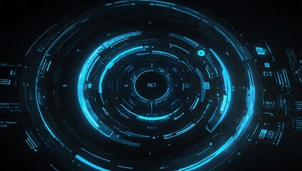 Obraz premium A futuristic circular interface with glowing blue elements.