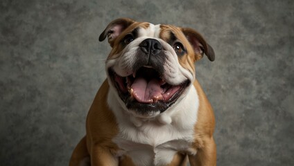 Obraz premium A playful bulldog barking, ideal for pet-related themes and decor.