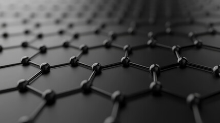 Fototapeta premium Close-up view of a graphene lattice structure showcasing interconnected atoms and bonds under soft lighting
