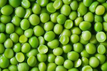 Top View of Tender Boiled Peas, Healthy Side Dish