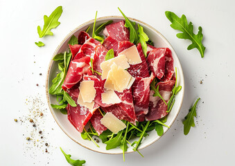 Aerial View of Bresaola with Rocket Salad
