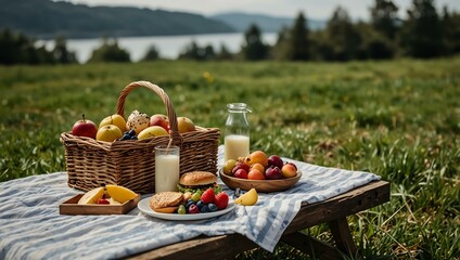 Delicious picnic lunch in a natural setting.