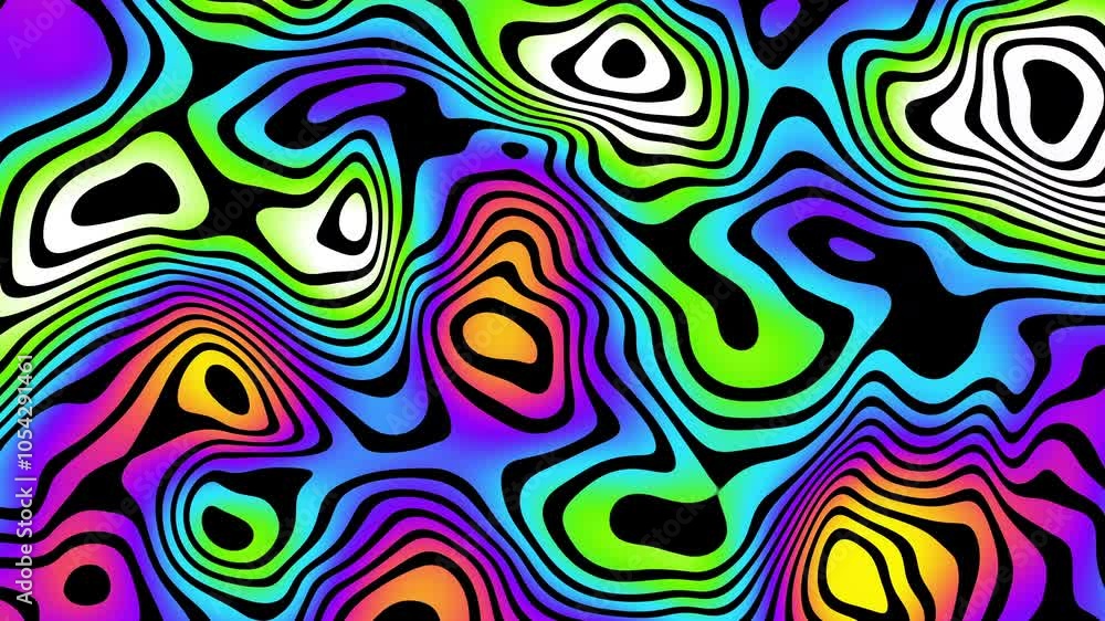 Poster groovy psychedelic loop background for banner design. retro 60s 70s psychedelic pattern. modern wave