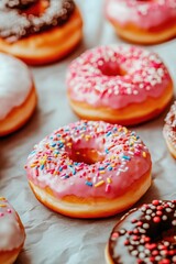 Tempting Variety of Glazed Donuts on Display