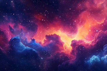 Fototapeta premium Cosmic Clouds: Vibrant Nebula with Stars
