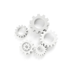 3D-Illustration of Gears on White Background. Generative AI