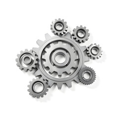 3D-Illustration of Gears on White Background. Generative AI