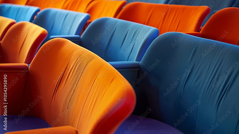 Poster the seats are arranged in a curved manner ensuring all audience members have a clear view of the sta