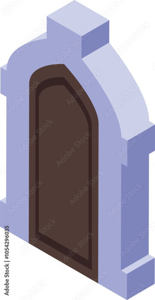 Poster isometric view of a fortress gate providing security and access control to a medieval castle