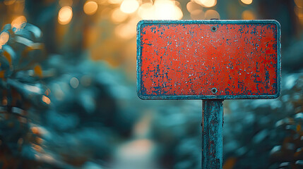rusty metal plate with sign 