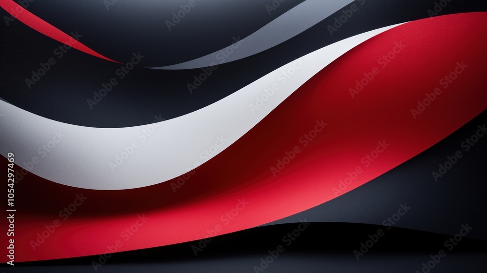 Poster black and white image of a red and white wave. the image is abstract and has a modern feel to it