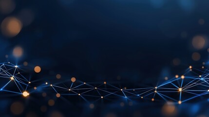 Blue background with a series of lines and dots. The lines and dots are connected to each other in a way that creates a sense of movement and energy. The image conveys a feeling of technology