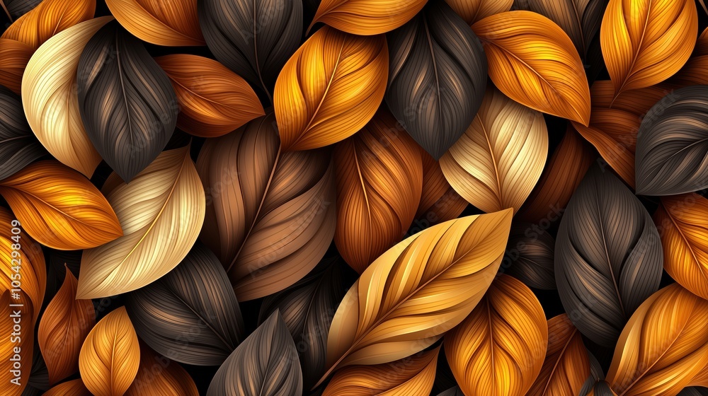 Aufkleber close up of a leafy tree with a variety of leaves in different colors. the leaves are brown and yell