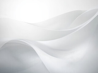 Soft, flowing white fabric creating gentle waves and textures, evoking sense of calm and serenity. Ideal for backgrounds or abstract designs