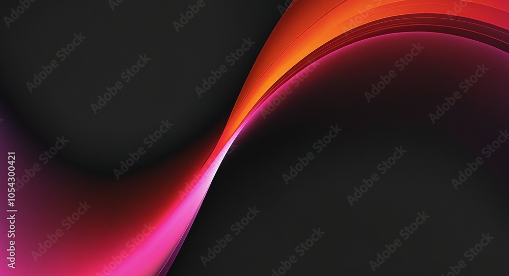 Poster dynamic gradient of red and pink on a black abstract canvas