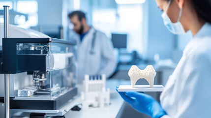 Fototapeta premium 3D Printer in Medical Laboratory Creating Custom Implants