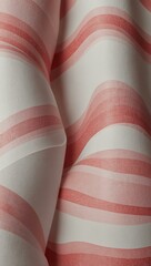 Obraz premium Repeating wavy line pattern in white and pink wallpaper close-up.