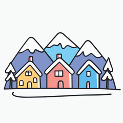 Fototapeta premium Illustrator of Cartoon winter landscape