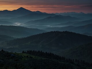 Fototapeta premium Twilight video of a stunning mountain range.