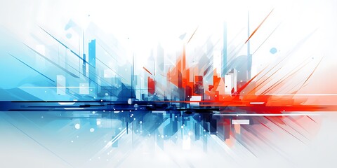 Abstract blue geometric city background with colorful vector shapes and modern digital design for technology and business themes