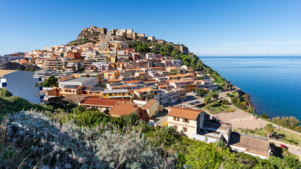 Beautiful panoramic view of medieval town of Castelsardo, Province of Sassari, Sardinia, Italy, Europe.