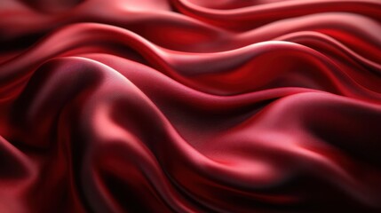 Fototapeta premium Glossy Red Satin Background with Smooth Folds Perfect for High-Quality Designs and Creative Projects