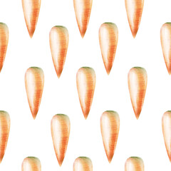 Fototapeta premium Watercolor seamless pattern with sweet carrots.