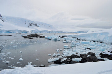 Icy waters and icebergs in the Southern Ocean, Antarctica