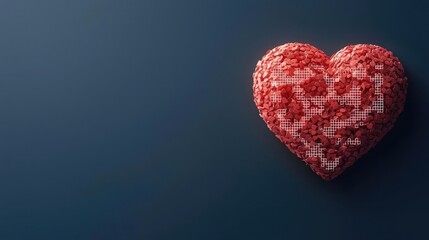 Obraz premium A vibrant heart shape made of colorful sprinkles on a dark blue background, symbolizing love, joy, and celebration in a playful style.