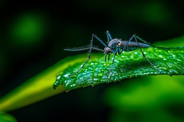 Fototapeta premium Insect on Vibrant Green Leaf in Nature
