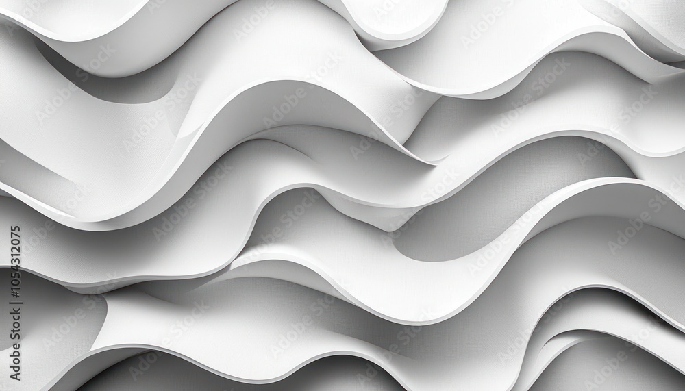 Aufkleber Abstract White Wavy Pattern with Depth and Texture