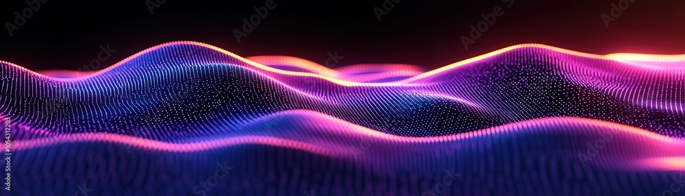 Poster vibrant abstract waves with neon colors create a mesmerizing digital landscape, perfect for modern d