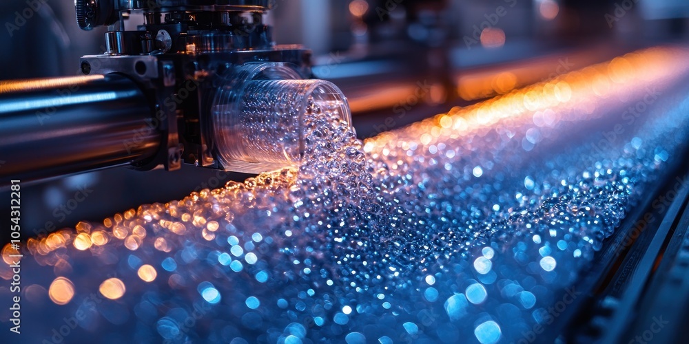 Aufkleber Close-up of a Machine Dispensing Small, Shiny Objects