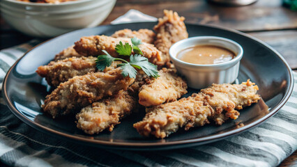 Crispy Fried Chicken Tenders with Dipping Sauce