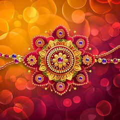 Happy rakhsha bhandhan  card with colorful spring flowers bouquet