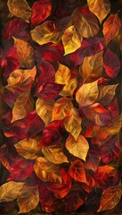 Fototapeta premium Rich Autumn Leaf Patterns in Textured Abstract Design for Seasonal Decor and Art