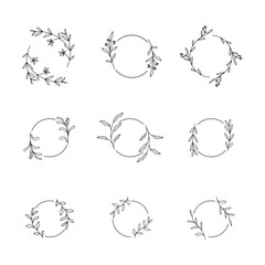 collection natural frame leaves elegant vector