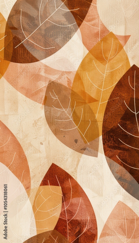 Poster muted autumn abstract background with geometric leaf patterns for modern design