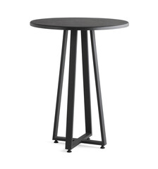 wooden round table isolated on white background . metal leg