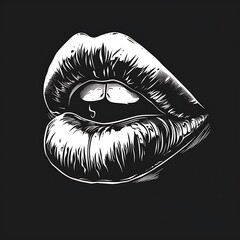 Red lips illustration on white background with lipstick and smile elements