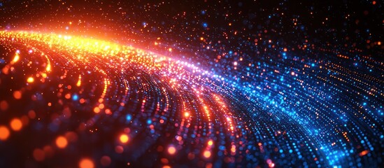 Obraz premium Abstract Blue and Orange Bokeh Lights on a Black Background