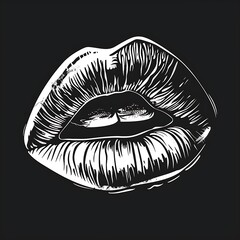 Red lips illustration on white background with lipstick and smile elements