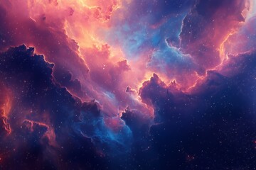 Cosmic Cloudscape: Vibrant Nebula with Stars