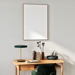 Mock up frame for presentation in minimal interior design, 3d illustration