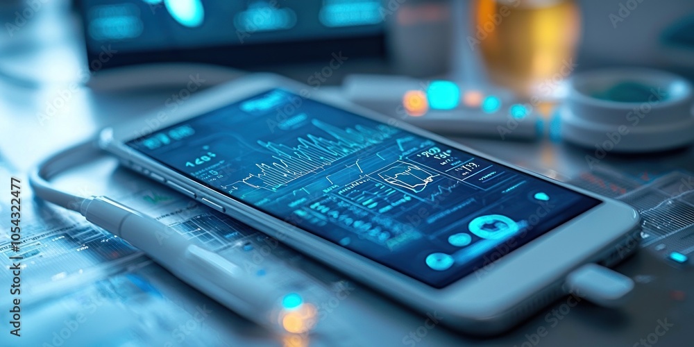 Aufkleber smartphone displaying financial data and charts