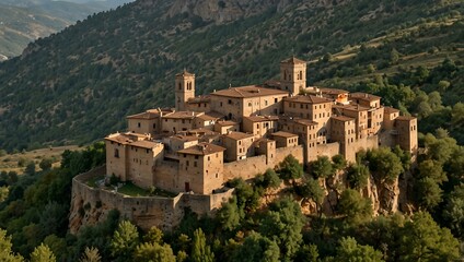 Castellfollit de la Roca, Spain, nestled in a rugged landscape.