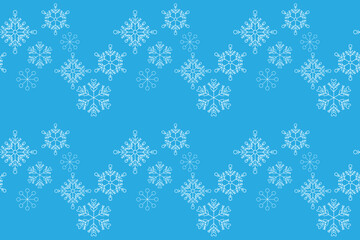 Monochrome white snowflakes seamless vector pattern Packaging Textile design wrapping paper Typography Winter holiday design Classic blue background December mood New Year Christmas Xmas season Joyful