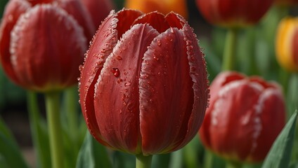 Close-up of a red fringe tulip called Qatar.