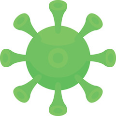 Green virus cell is spreading infection through respiratory system causing disease and illness
