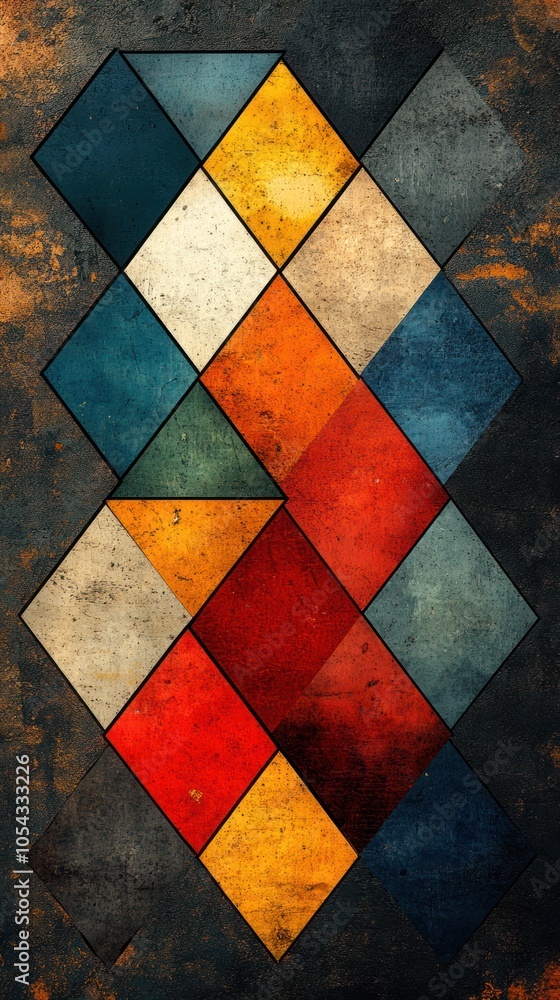 Aufkleber abstract geometric pattern of colorful diamond shapes on a textured background
